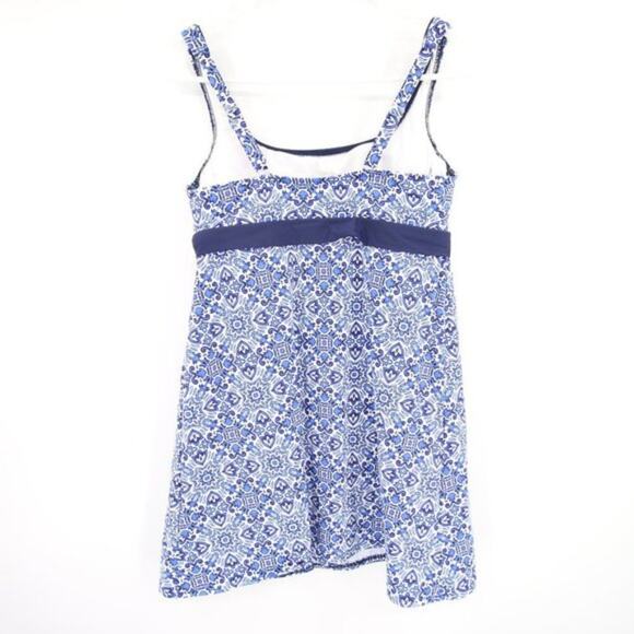 NWOT Lands End Swim Dress Navy Blue White Pattern Underwire Size 4 - Picture 8 of 8